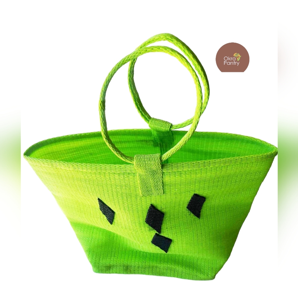 Woven Liberian Green and Black Plastic Tote Strong Resistant Bag